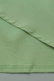 Зеленые повседневные однотонные платья трапециевидной формы с отложным воротником и пряжкой в ​​стиле пэчворк
