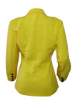 Gelbe Art und Weise beiläufige solide Patchwork-Strickjacke Turn-Back-Kragen-Oberbekleidung