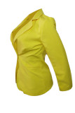 Vêtement d'extérieur à col rabattu à la mode décontractée en patchwork solide jaune
