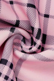 Due pezzi a maniche lunghe patchwork con stampa casual rosa alla moda