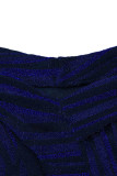 Blauwe sexy patchwork off-shoulder off-shoulder jurken