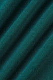 Macacão reto azul elegante atadura de retalhos decote em v