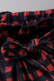 Due pezzi a maniche lunghe con scollo a O con stampa casual nera rossa