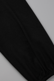 Due pezzi a maniche lunghe con scollo a O con stampa casual nera rossa