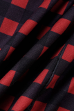 Красный Черный Повседневный принт Выдалбливают O-образным вырезом с длинным рукавом Из двух частей