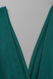 Grüner, eleganter, fester Verband-Patchwork-V-Ausschnitt, gerader Overall