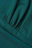 Groene elegante effen bandage patchwork rechte jumpsuits met V-hals