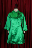 Grüne Art- und Weisebeiläufiges festes Patchwork mit Bogen-halbem Rollkragen A-Linie Kleider