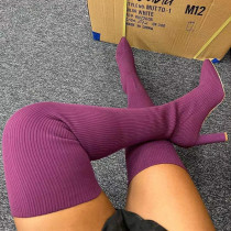 Zapatos cómodos puntiagudos de color sólido con retazos informales de moda púrpura (sujeto al objeto real)
