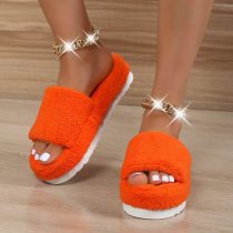 Chaussures confortables rondes de couleur unie décontractées en patchwork de mode orange