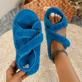 Zapatos cómodos redondos de color sólido de patchwork casual de moda azul