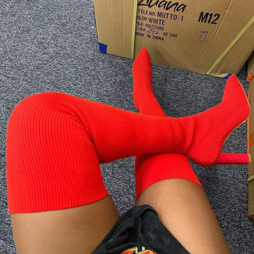 Chaussures confortables pointues de couleur unie décontractées en patchwork de mode rouge