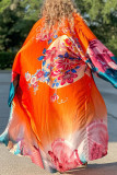 Capispalla patchwork con stampa casual alla moda turchese