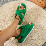 Sapatos confortáveis ​​redondos de patchwork casual moda verde cor sólida