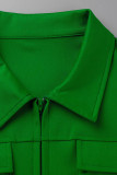 Tute regolari verde casual patchwork tasca cerniera colletto regolare