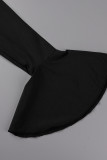 Zwarte sexy effen patchwork jumpsuits met V-hals en grote maten