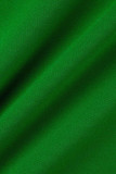 Macacão regular verde casual patchwork sólido bolso com zíper