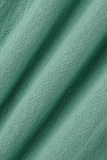Светло-зеленые повседневные однотонные Пэчворк с круглым вырезом Прямые платья