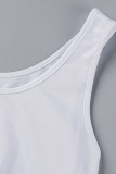 Небесно-голубой Модная повседневная спортивная одежда Твердые пэчворк с U-образным вырезом Без рукавов Две части