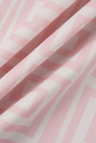 Roze mode casual print patchwork O-hals plus size twee stukken