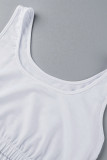 Himmelsblå Mode Casual Sportkläder Solid Patchwork U-hals ärmlös två delar