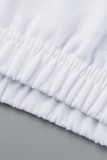 Bianco Moda casual sportivo solido patchwork scollo a U senza maniche in due pezzi