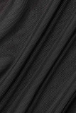Black Sexy Print Patchwork Slit Trajes de baño Cubrir