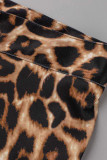 Farbe Mode Casual Print Cardigan Hose Turndown-Kragen Plus Size Two Pieces