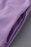 Purple Fashion Print Patchwork Zipper Collar Long Sleeve Two Pieces