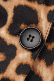 Леопардовый принт мода повседневная печать кардиган брюки отложной воротник плюс размер две части