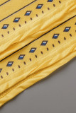 Monos street print patchwork frenillo cuello en V asimétrico tallas grandes amarillo
