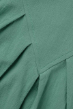 Светло-зеленые повседневные однотонные Пэчворк с круглым вырезом Прямые платья