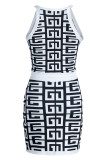 Green Sexy Casual Print Patchwork O Neck Sleeveless Two Pieces