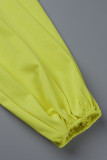 Vestidos retos assimétricos amarelos casuais com borla patchwork assimétrico decote em V