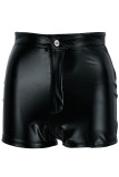 Pantalones cortos de cintura alta flacos básicos sólidos casuales de moda negro