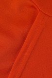 Macacões skinny de gola oblíqua assimétrica de patchwork casuais de tangerina