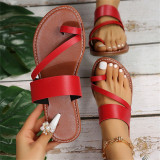 Zapatos cómodos redondos de color sólido de patchwork casual de moda rojo