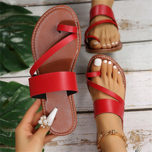 Red Fashion Casual Patchwork Solid Color Round Comfortable Shoes