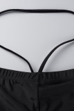 Schwarze, sexy, feste Verband-Patchwork-Badebekleidung