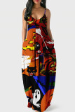 Tangerine Street Print Лоскутная юбка-фонарик на тонких бретельках Платья