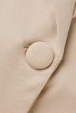 White Casual Solid Patchwork Buttons Turn-back Collar Long Sleeve Two Pieces