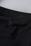 Svarta sexiga Solid Bandage Patchwork Badkläder