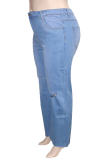 Jeans taglie forti strappati alla moda blu