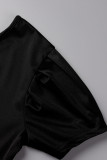 タンジェリン カジュアル ソリッド パッチワーク 非対称 斜め襟 スキニー ジャンプスーツ