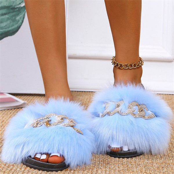 Zapatos cómodos redondos de decoración de accesorios de metal de retazos informales de moda azul claro
