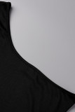 ホワイト カジュアル ソリッド パッチワーク 非対称 斜め襟 スキニー ジャンプスーツ