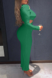 Vestidos de saia com decote em V e cintura com decote em V verde sexy sólido