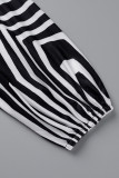 Witte Casual Print Bandage Patchwork V-hals Plus Size Jumpsuits