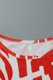Robe longue à col rond et imprimé patchwork à la mode rouge Robes de grande taille