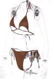 Brown Sexy Solid Hollowed Out Draw String Swimwears